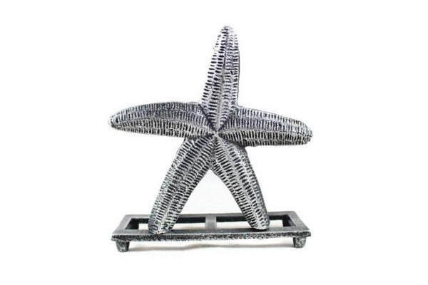 Wholesale Model Ships Antique Silver Cast Iron Starfish Napkin Holder 6" K-1407-silver