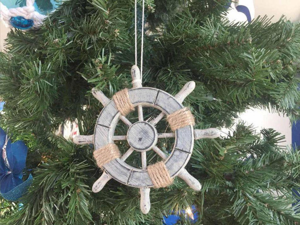 Wholesale Model Ships Rustic Decorative Ship Wheel Christmas Tree Ornament 6" SW-6-103-x