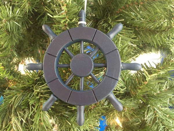 Wholesale Model Ships Dark Blue Decorative Ship Wheel Christmas Tree Ornament 6" SW-6-104-x
