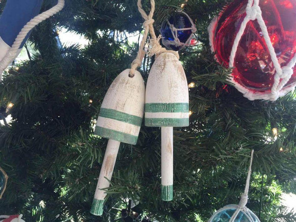 Wholesale Model Ships Wooden Vintage Green Decorative Maine Lobster Trap Buoys Christmas Ornament 7" Vintage-Green-LB-7-x