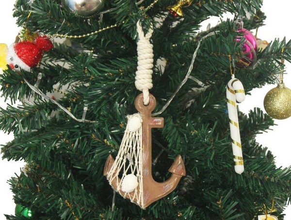 Wholesale Model Ships Wooden Rustic Decorative Anchor Christmas Tree Ornament Anchor-304-XMASS