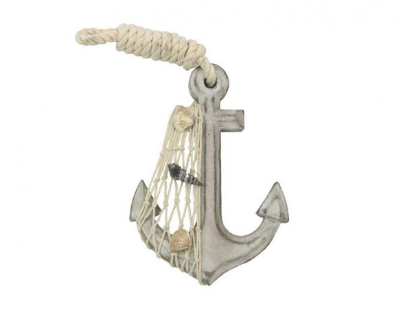 Wholesale Model Ships Wooden Whitewashed Decorative Anchor 6" Anchor-303