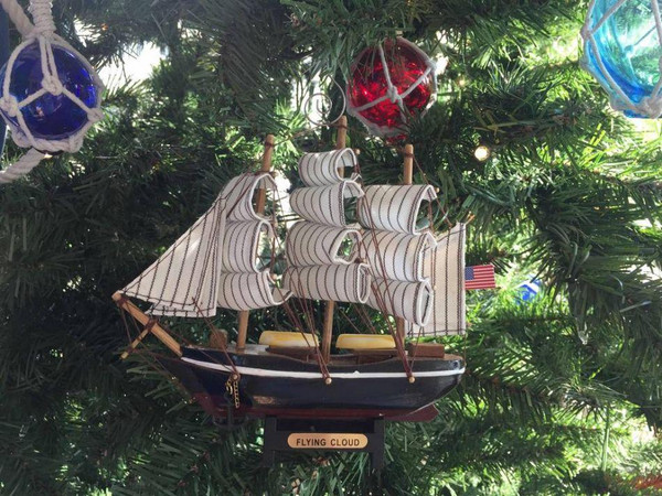 Wholesale Model Ships Wooden Flying Cloud Model Ship Christmas Tree Ornament Flying-Cloud-7-XMASS