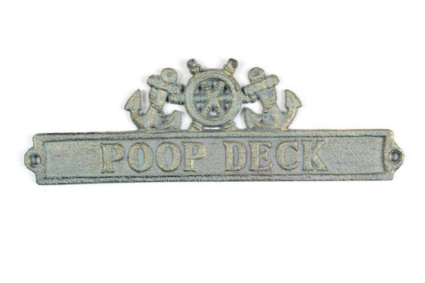 Wholesale Model Ships Antique Bronze Cast Iron Poop Deck Sign With Ship Wheel And Anchors 9" K-9322-bronze