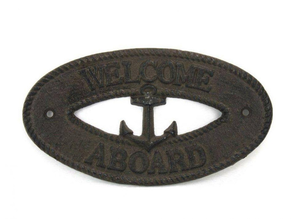 Wholesale Model Ships Cast Iron Welcome Aboard With Anchor Sign 8" K-9308-cast-iron