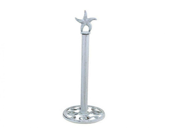 Wholesale Model Ships Rustic Whitewashed Cast Iron Starfish Extra Toilet Paper Stand 15" K-1414A-W-Toilet