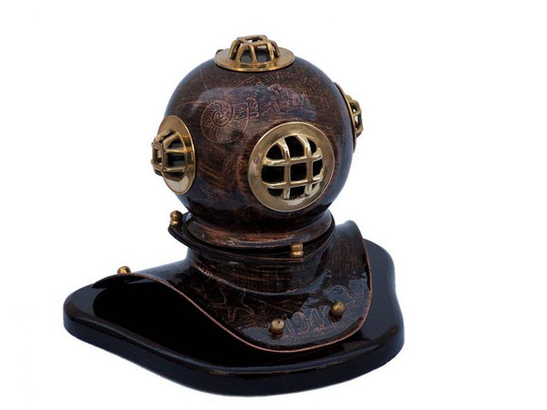 Wholesale Model Ships Antique Copper Seascape Diver'S Helmet 11" DH-0824-AC