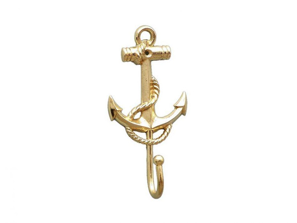 Wholesale Model Ships Gold Finish Anchor And Rope With Hook 7" WH-0115-BR