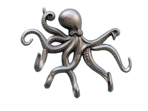 Wholesale Model Ships Silver Finish Octopus With Tentacle Hooks 11" WH-0117-BN
