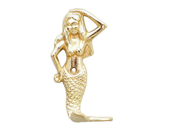 Wholesale Model Ships Gold Finish Mermaid Hook 6" WH-0120-BR