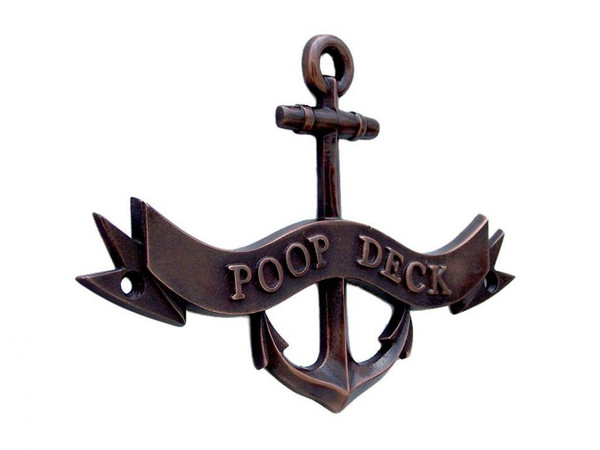 Wholesale Model Ships Antique Copper Poop Deck Anchor With Ribbon Sign 8" MC-2267-AC