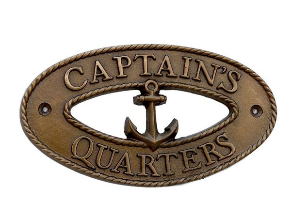 Wholesale Model Ships Antique Brass Captains Quarters Oval Sign With Anchor 8" MC-2245-AN