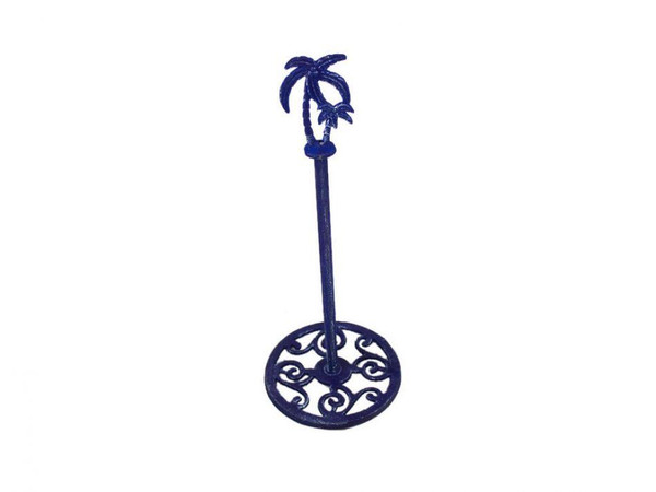 Wholesale Model Ships Rustic Dark Blue Cast Iron Palm Tree Extra Toilet Paper Stand 17" K-9213-Solid-Dark-Blue-Toilet