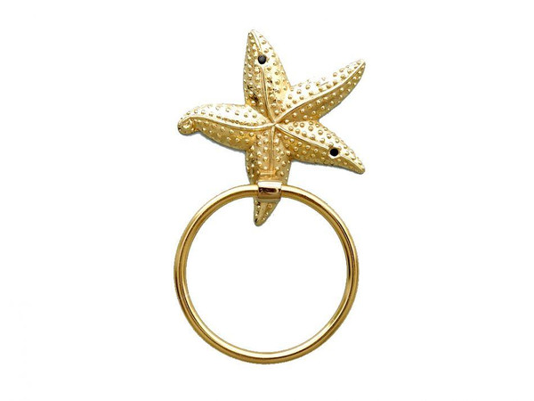 Wholesale Model Ships Gold Finish Starfish Towel Holder 9" TWH-112-BR