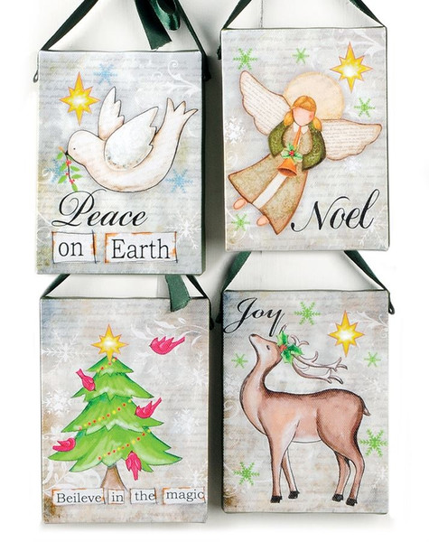 148-70959 S/4 Peace/Believe/Noel/Joy Led Pictures - Pack of 3