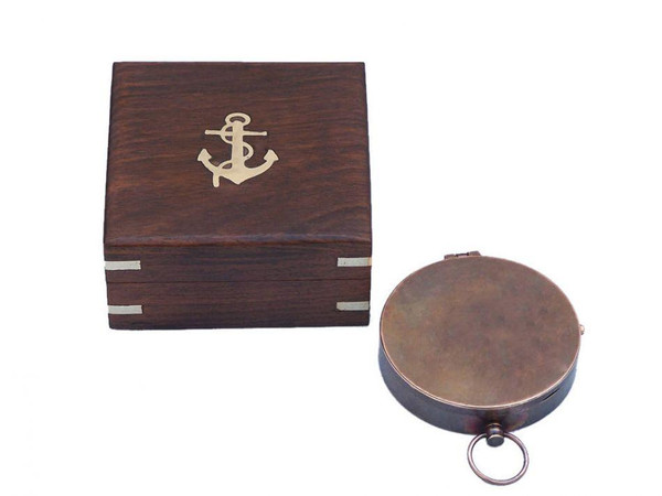 Wholesale Model Ships Antique Copper Gentlemen'S Compass With Rosewood Box 4" CO-0589-AC