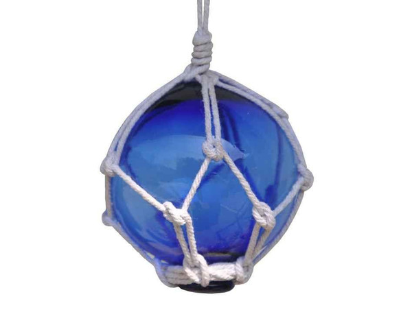 Wholesale Model Ships Blue Japanese Glass Ball With White Netting Christmas Ornament 3" 3-Blue-Glass-New-X