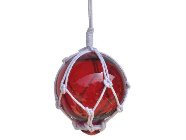 Wholesale Model Ships Red Japanese Glass Ball With White Netting Christmas Ornament 3" 3-Red-Glass-New-X