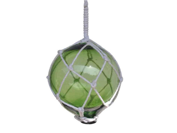 Wholesale Model Ships Green Japanese Glass Ball With White Netting Christmas Ornament 4" 4-Green-Glass-New-X