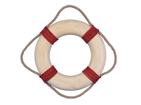 Wholesale Model Ships Vintage Decorative White Lifering With Red Rope Bands 10" Lifering-10-205