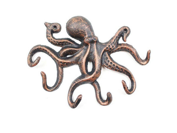 Wholesale Model Ships Rustic Copper Cast Iron Octopus Hook 11" K-0942-RC