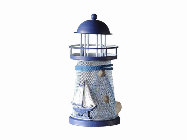 Wholesale Model Ships Led Lighted Decorative Metal Lighthouse With Sailboat 6" MA-13030C