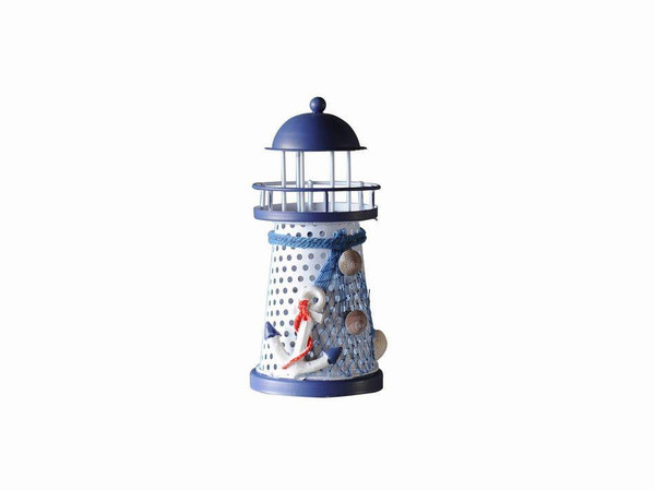 Wholesale Model Ships Led Lighted Decorative Metal Lighthouse With Anchor Christmas Ornament 6" MA-13030B-Xmas