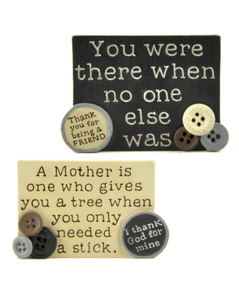 1488-89127 Set of 2 Friend / Mother Plaques With Buttons - Pack of 5