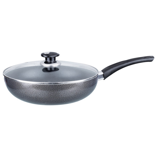 Petra 9.5In Aluminum Wok With Lid - Black BTWBWL405