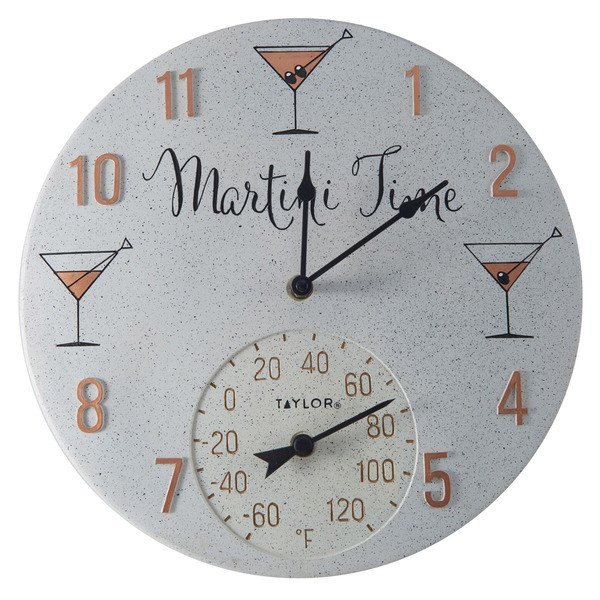 Petra 14-Inch Clock With Thermometer (Martini Time) TAP5265971
