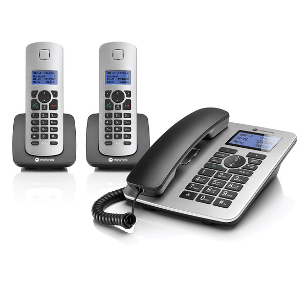 Petra Corded And Cordless Phone With Caller Id, Answering System, And 2 Cordless Handsets TFDC4202