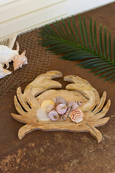 Kalalou NTBM1017 Carved Wooden Crab Platter