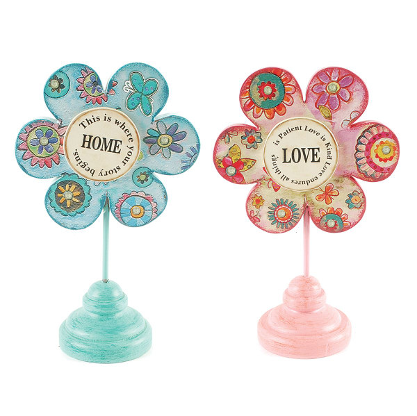 151-71437 Set of 2 Love / Home Tabletop Flowers - Pack of 4