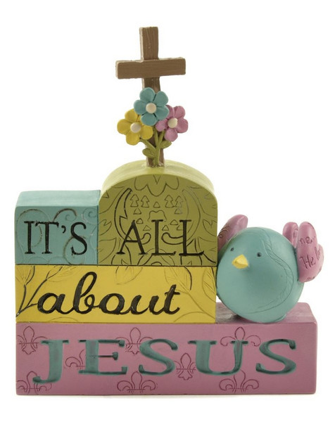 151-89354 All About Jesus Stacked Blocks With Cross - Pack of 5