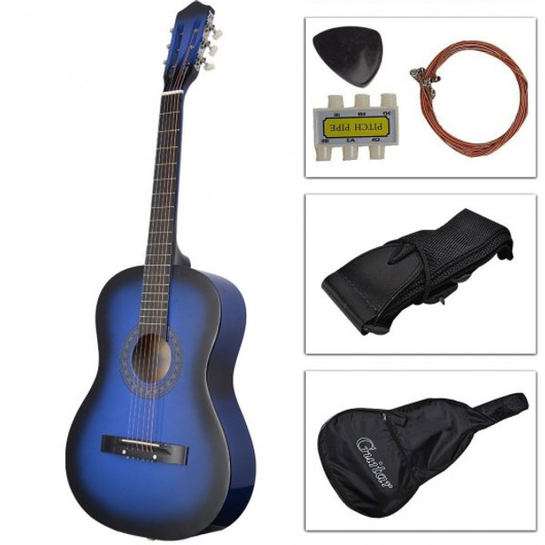 GF27977BL New Beginners Acoustic Guitar W/Guitar Case Strap Tuner Pick-Blue