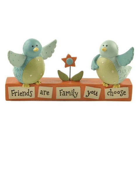 151-89484 Friends Are Family Block With Birds - Pack of 4