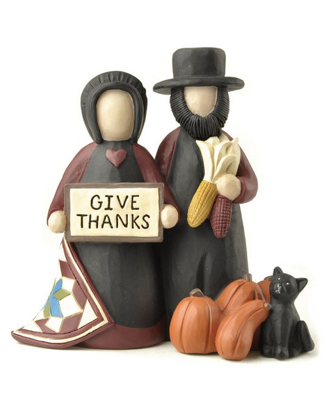 154-10315 Give Thanks Amish Couple With Pumpkin - Pack of 7