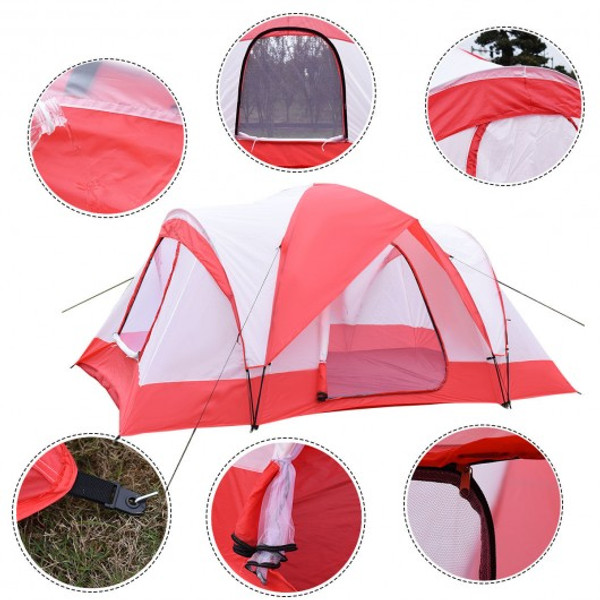 OP2850 Waterproof 10 Person Outdoor Double Layer Backpack Camping Tent-Red