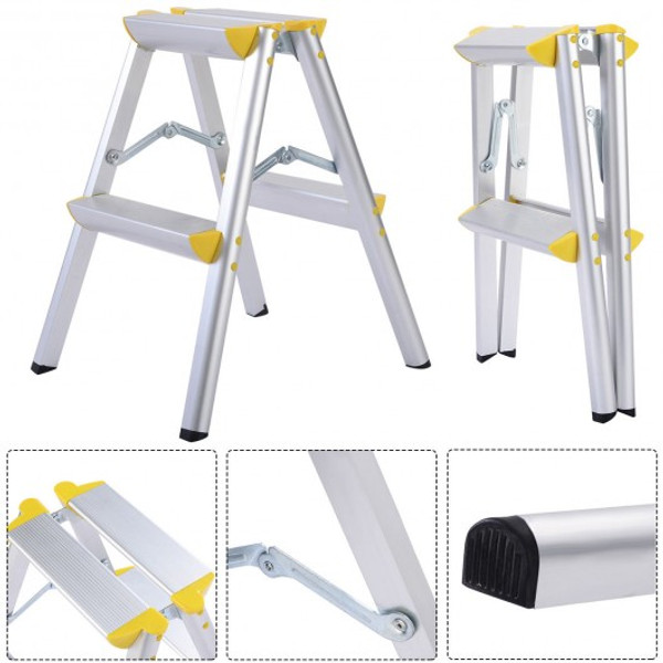 TL31994 2 Step Aluminum Ladder Folding Platform Work Stool 330 Lbs Load Capacity