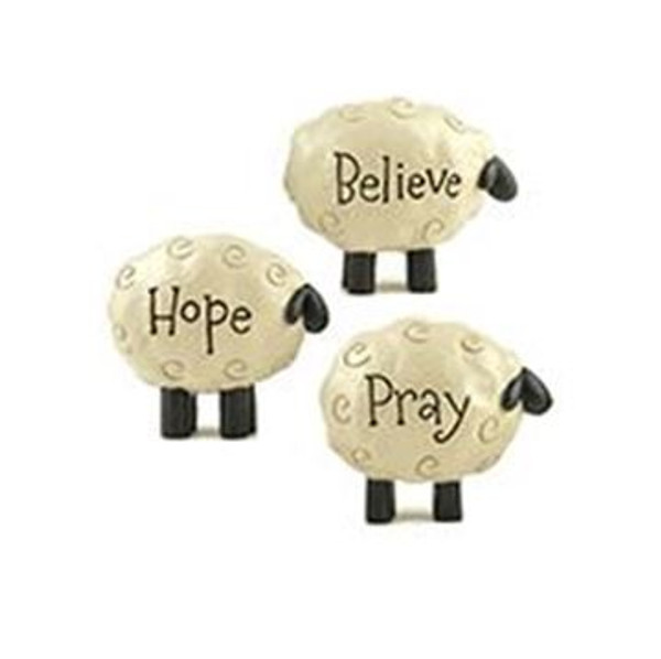 161-10421 Set of 3 Hope / Pray / Believe Sheep - Pack of 3