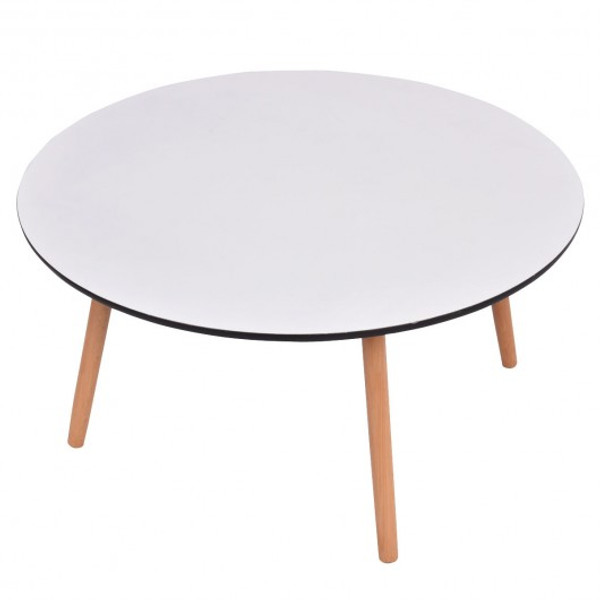 HW52553 White Modern Round Coffee Tea Table