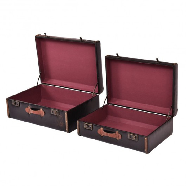 HW54597 Set Of 2 Vintage Suitcase Storage Boxes