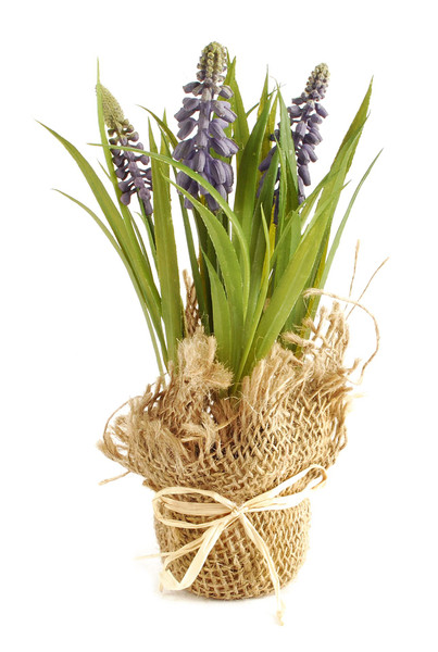 161-72197 White Hyacinth In Burlap Planter - Pack of 7