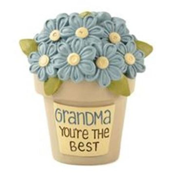 164-10978 Grandma Best Flower Pot With Flowers - Pack of 6