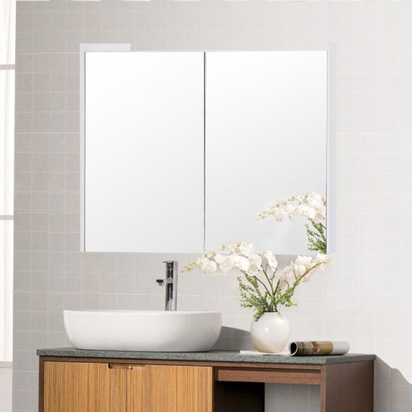 HW54820WH 25" Wide Wall Mount Mirrored Bathroom Cabinet