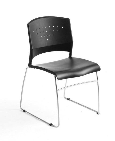 B1400-BK-5 Boss Black Stack Chair With Chrome Frame 5 Pieces