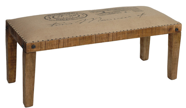 Bengal Manor Mango Wood Burlap Bench CVFNR309 By Crestview