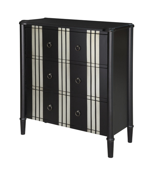 Beverly Black And Gold Striped 3 Drawer Chest CVFZR1447 By Crestview