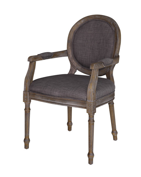 Grayson Rustic Wood And Grey Linen Chair CVFZR1475 By Crestview