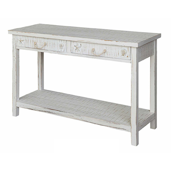 Seaside White Coastal Console Table CVFZR1520 By Crestview